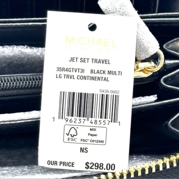 Michael Kors Large Continental Wallet Wristlet Black Multi - Picture 9 of 9